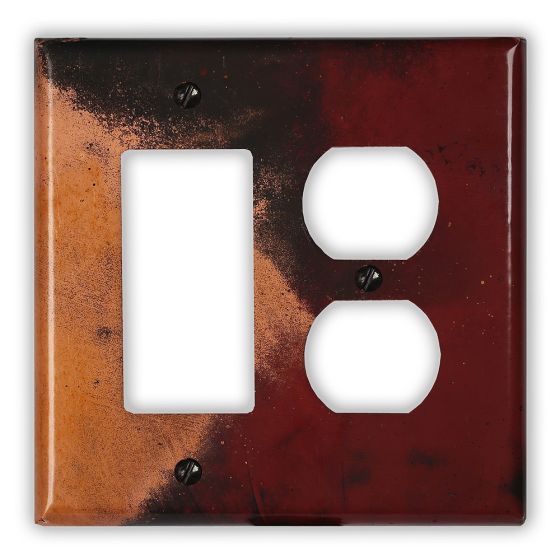 Rojo y Negro 1 Rocker/GFI 1 Outlet Copper Switch Plate