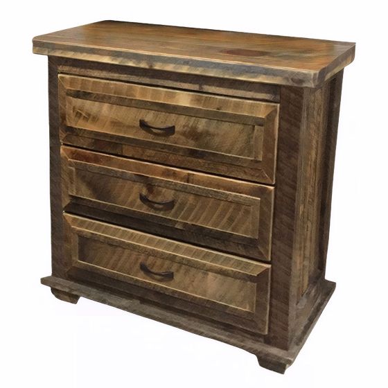 RURAL ROOT 3 DRAWER WEATHERED WOOD CHEST