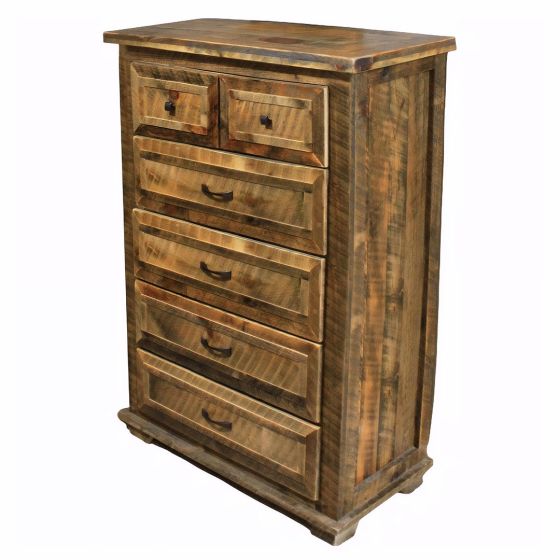 RURAL ROOT 6 DRAWER WEATHERED WOOD BACHELOR CHEST