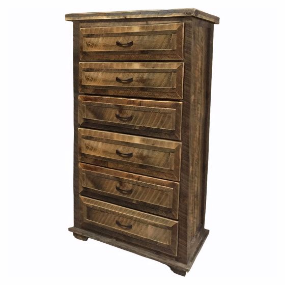 RURAL ROOT 6 DRAWER WEATHERED WOOD CHEST