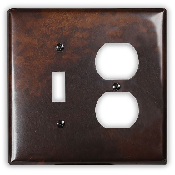 Rustic 1 Toggle 1 Outlet Copper Switch Plate