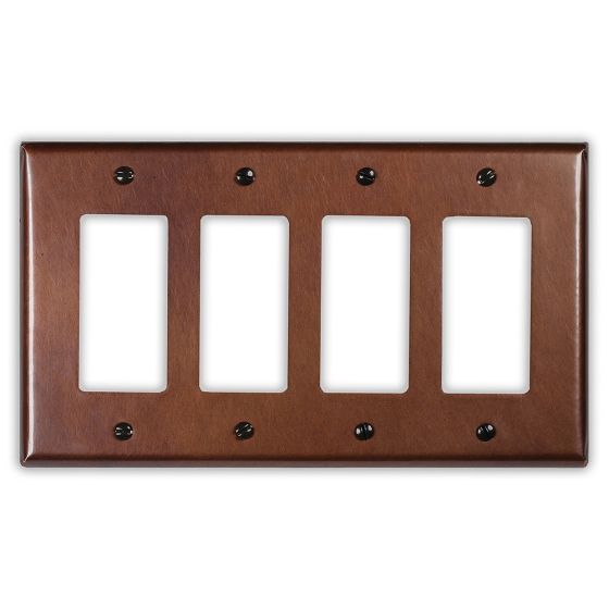 Rustic 4 Rocker/GFI Copper Switch Plate
