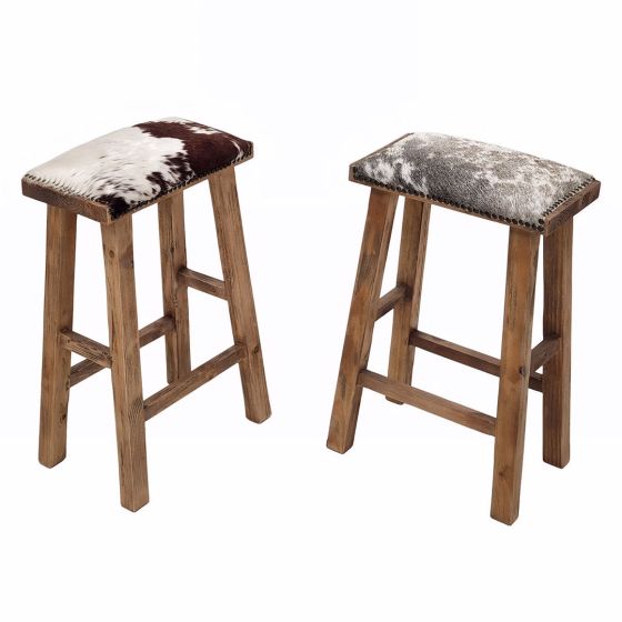 Rustic Farmhouse Cowhide Bar Stools