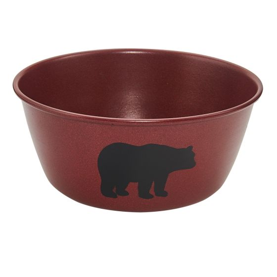 Rustic Black Bear Red Enamel Soup & Cereal Bowl