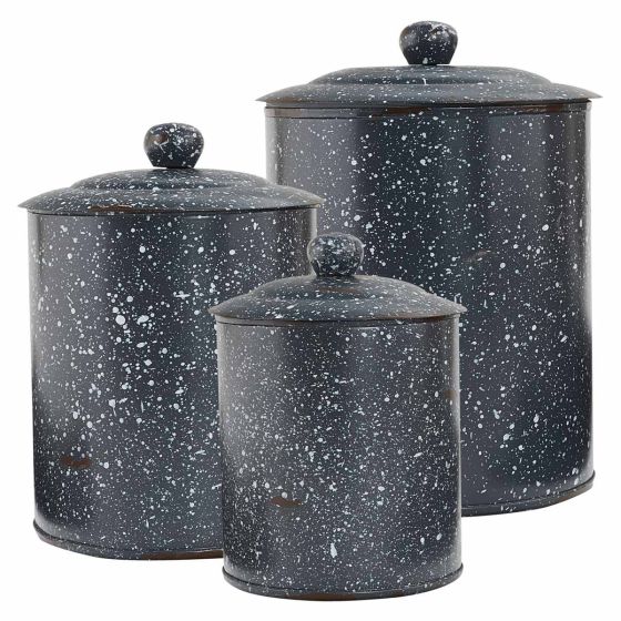 Rustic Gray Granite Enamel Canister Set