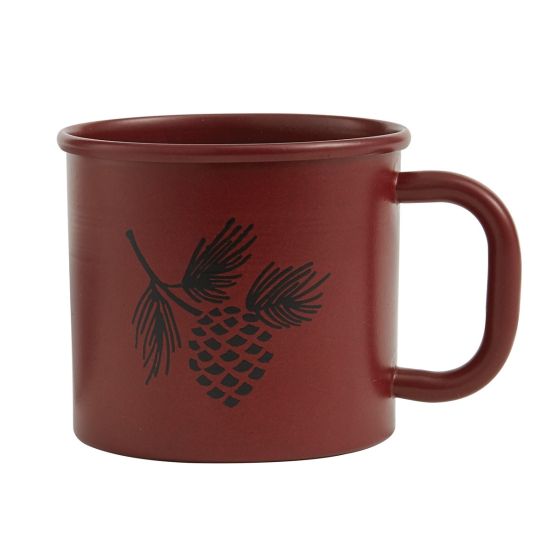 Rustic Pinecone Red Enamel Coffee Mug