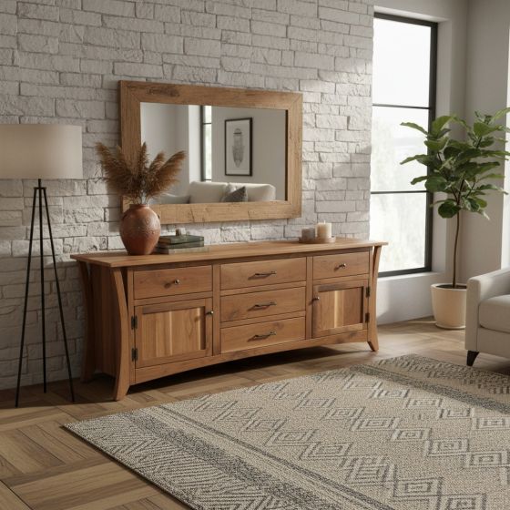 Modern Sideboard: Some lifestyle images are created with AI for visualization purposes. Crafted from natural solid wood, each piece is unique and will vary.