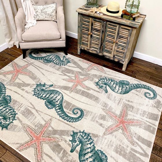 Seaweed Seahorse Rug - Mineral