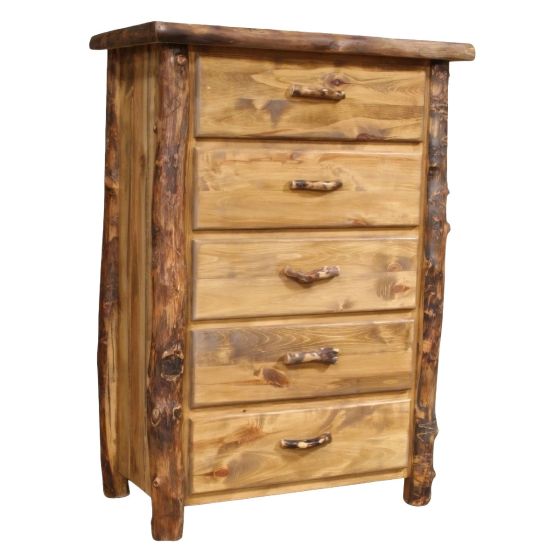Silverleaf Aspen 5 Drawer Log Chest with Flat Front Drawers