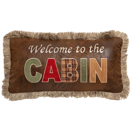 Welcome to the Cabin Faux Leather Pillow