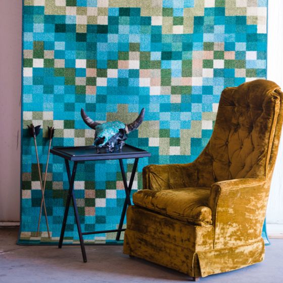 Spa Tiles Rug - Aqua