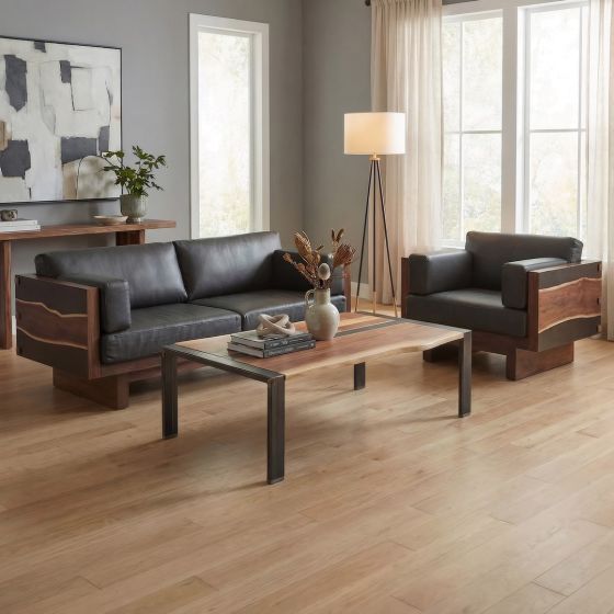 Live Edge Coffee Table: Some lifestyle images are created with AI for visualization purposes. Crafted from natural solid wood, each piece is unique and will vary.