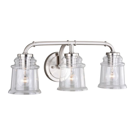 Toledo 3-Light Satin Nickel Vanity Light