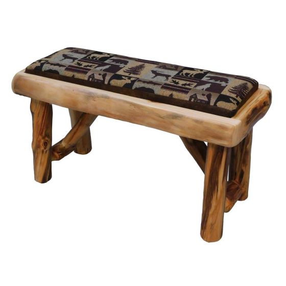 BEARTOOTH ASPEN UPHOLSTERED LOG DINING BENCHES