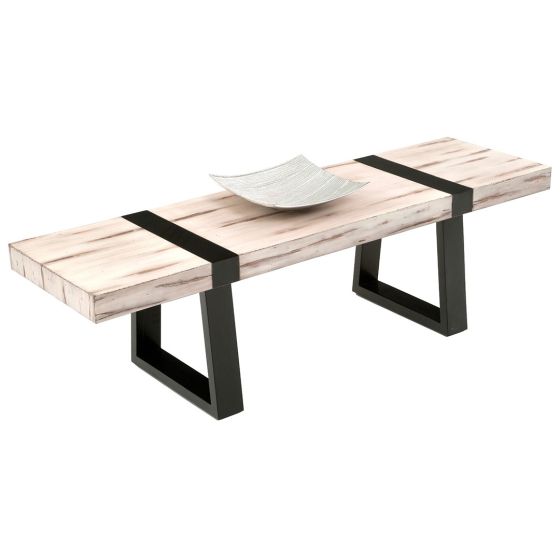 Urban Rustic Elongated Mahogany Coffee Table - Antique Distressed White Mahogany