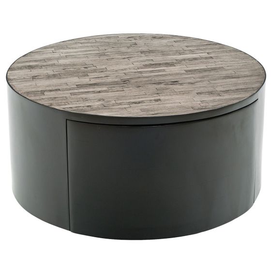 Urban Rustic Reclaimed Wood 1 Drawer Round Coffee Table - Urban Graphite Reclaimed Wood