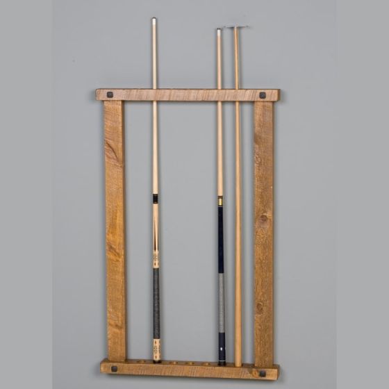 Barnwood Wall Frame Cue Rack shown in Honey Pine Finish