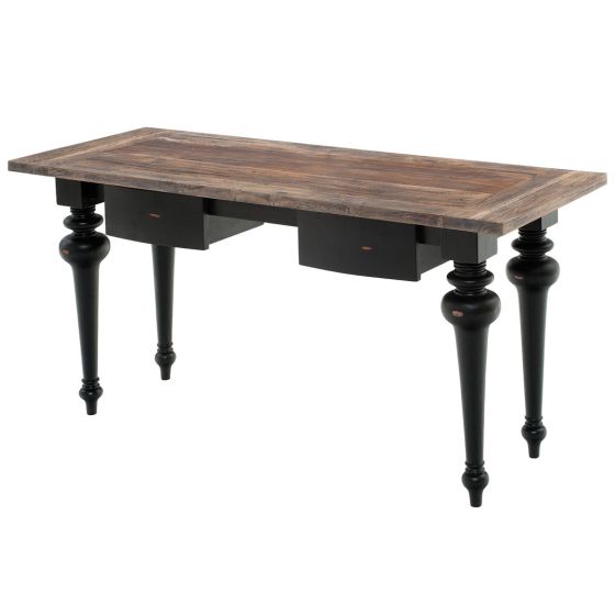 36" High Vintage Desk shown with two drawers in Antique Black
