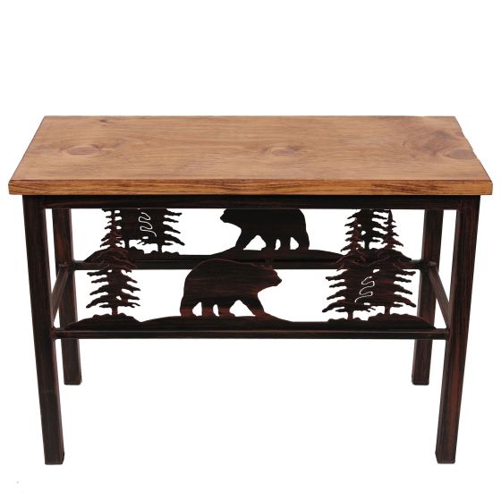 Iron Mountain Rustic Black Bear Bench