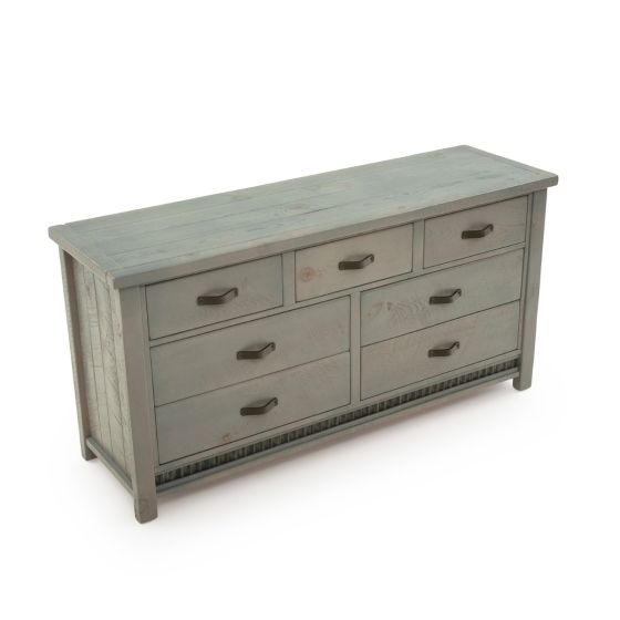 Cottage Gray Corrugated 7 Drawer Barnwood Dresser