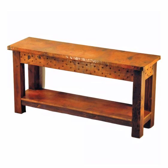 Western Diamond Nail Head Hammered Copper Sofa Table