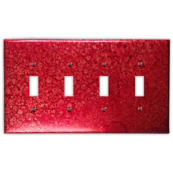 Wine Red 4 Toggle Copper Switch Plate