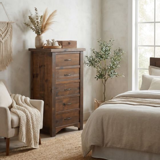 Rustic Lingerie Chest: Some lifestyle images are created with AI for visualization purposes. Crafted from natural solid wood, each piece is unique and will vary.