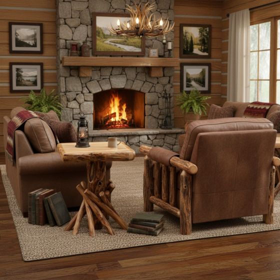 Western Ranch Furniture: Some lifestyle images are created with AI for visualization purposes. Crafted from natural solid wood, each piece is unique and will vary.