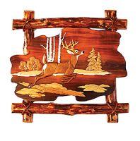 Jumping Deer Rustic Wood Art