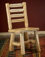 Cedar Lake Ladderback Log Dining Chair--Clear finish