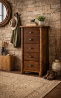 Rustic Lingerie Chest: Some lifestyle images are created with AI for visualization purposes. Crafted from natural solid wood, each piece is unique and will vary.