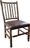 Saranac Hickory Stick Back Rustic Dining Chair with Fabric Seat