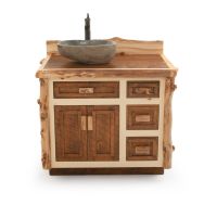 Aspen Valley Rustic Barnwood Vanity - Natural Clear Face Frame