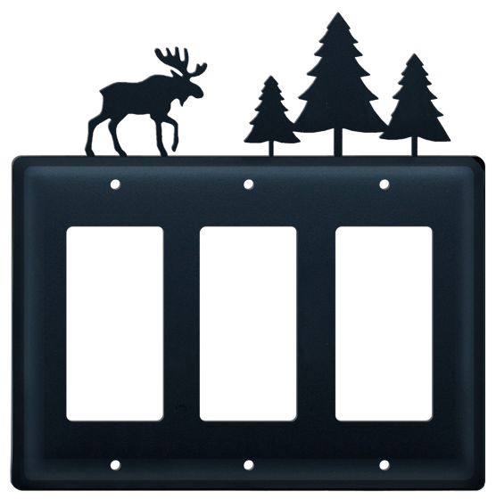 Wrought Iron Moose & Pine Triple GFI Cover