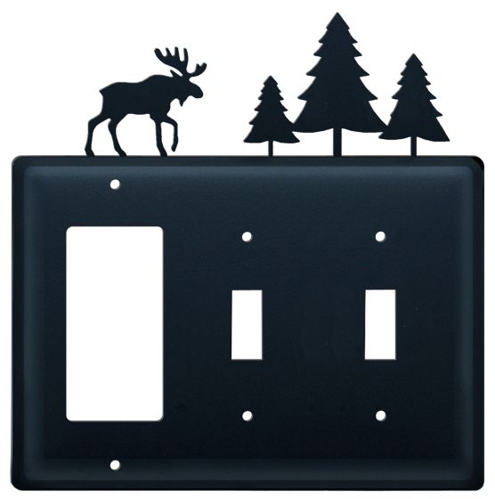 Wrought Iron Moose & Pine Triple GFI/Switch/Switch Cover