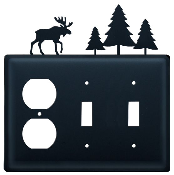 Wrought Iron Moose & Pine Triple Outlet/Switch/Switch Cover