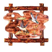 Flying Ducks Wood Art | With Log Frame