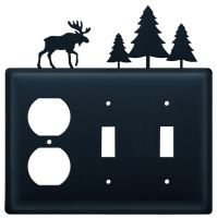 Wrought Iron Moose & Pine Triple Outlet/Switch/Switch Cover
