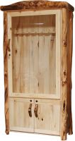 Beartooth Aspen Legacy Log Gun Cabinet - Flat Front Trim - Natural Panel & Natural Log