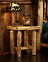Cedar Lake Log Night Table--Honey finish