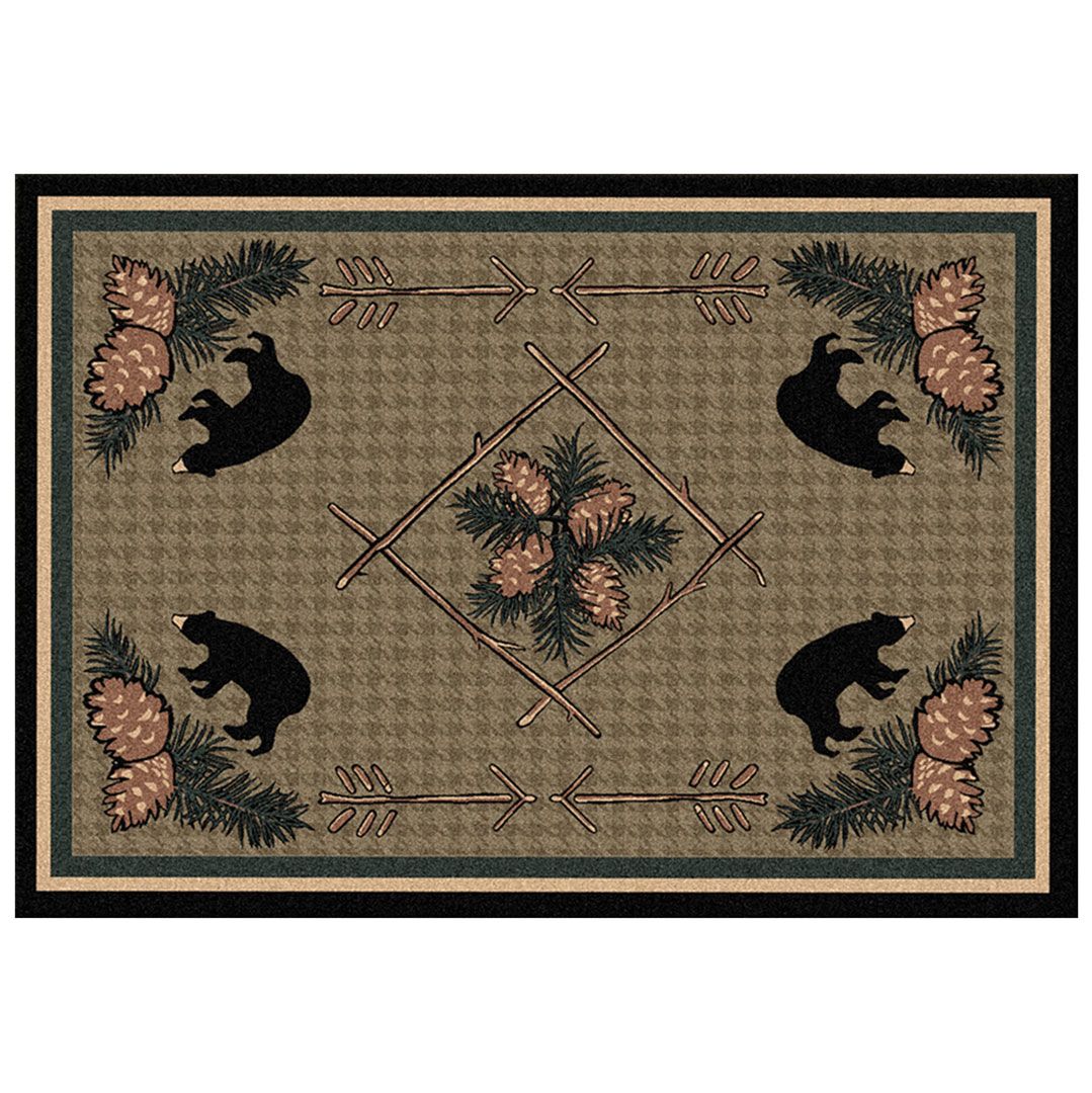 Pine Cone Bears Entry Rug - Cabin Rugs