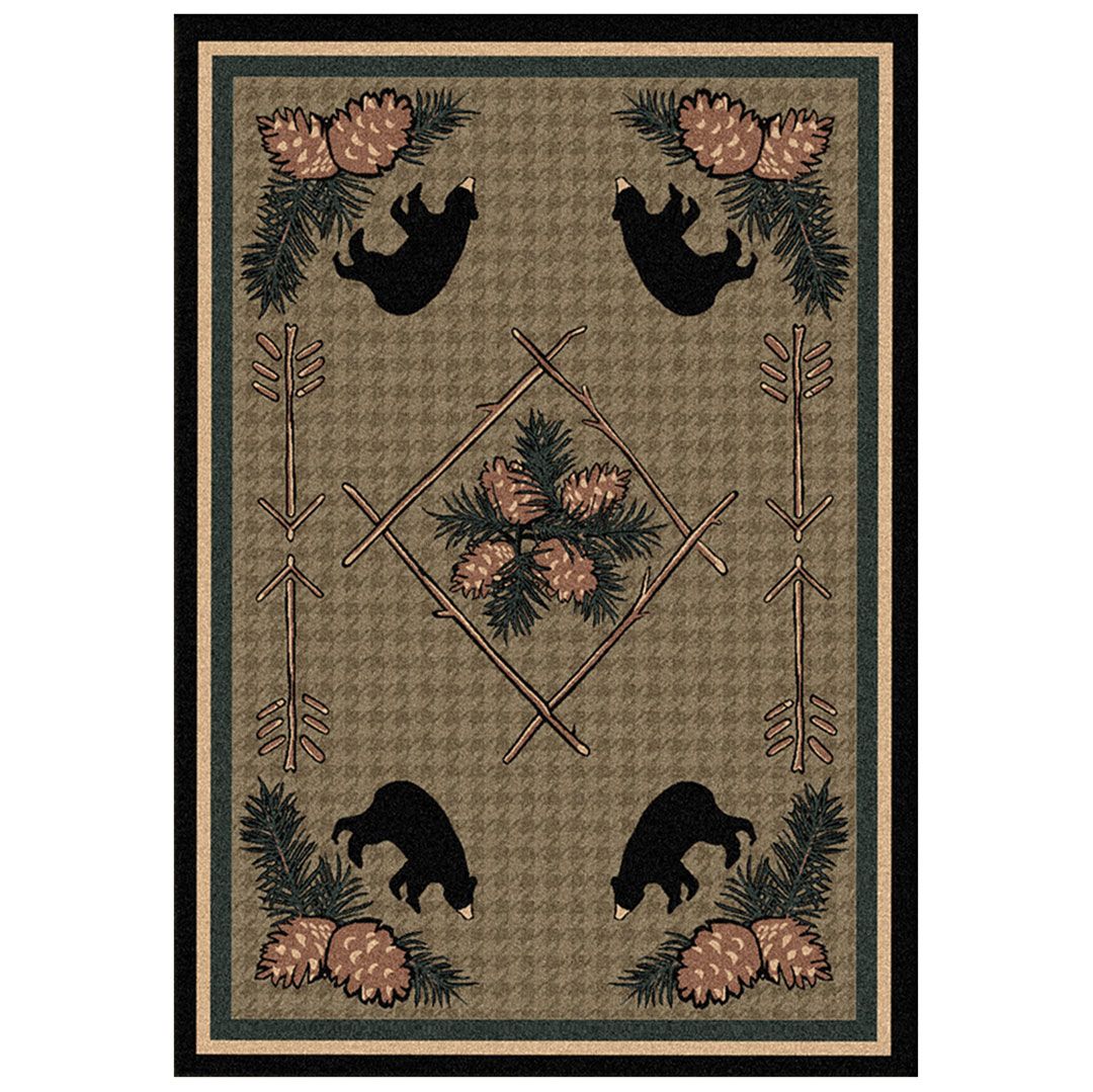 Pine Cone Bears Area Rugs - Cabin Rugs