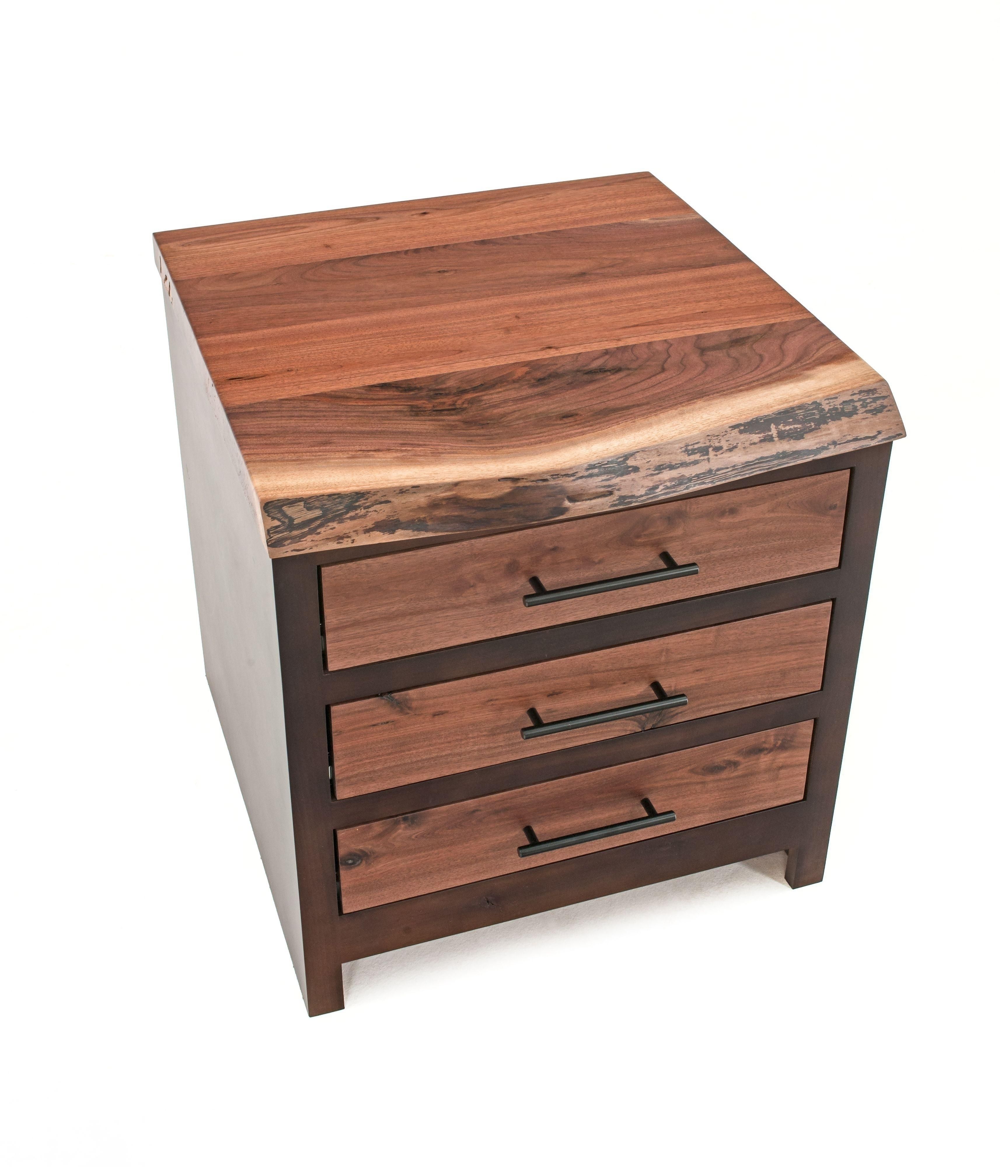 MODERN RUSTIC LIVE EDGE WALNUT END TABLES OR NIGHTSTANDS