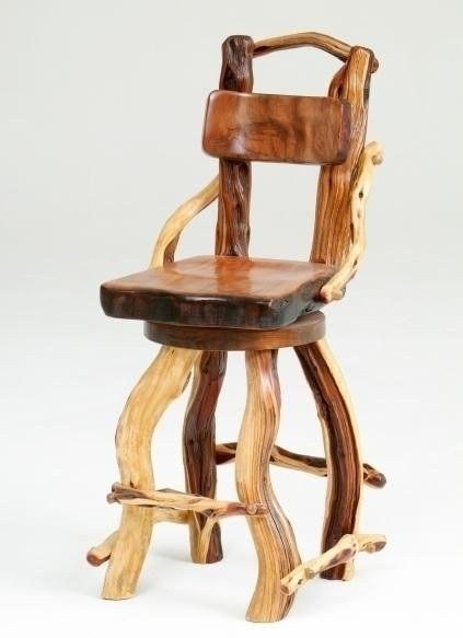 Rustic Redwood & Juniper Log Bar Stool