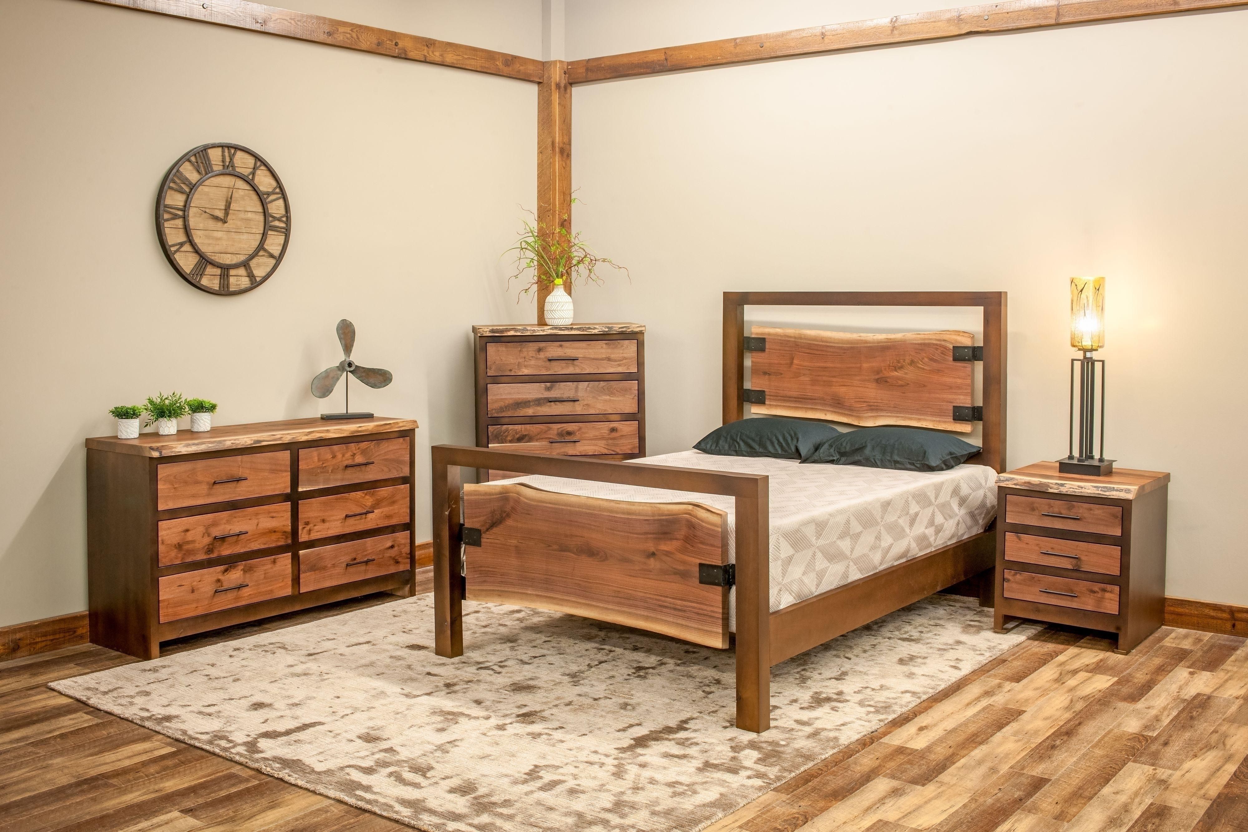 MODERN RUSTIC LIVE EDGE WALNUT 6 DRAWER DRESSER