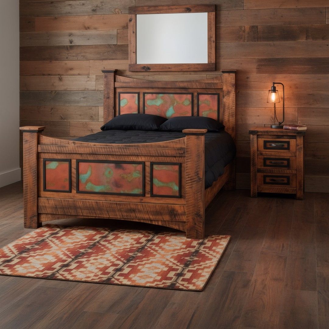 COPPER MESA 3 DRAWER BARNWOOD NIGHTSTAND