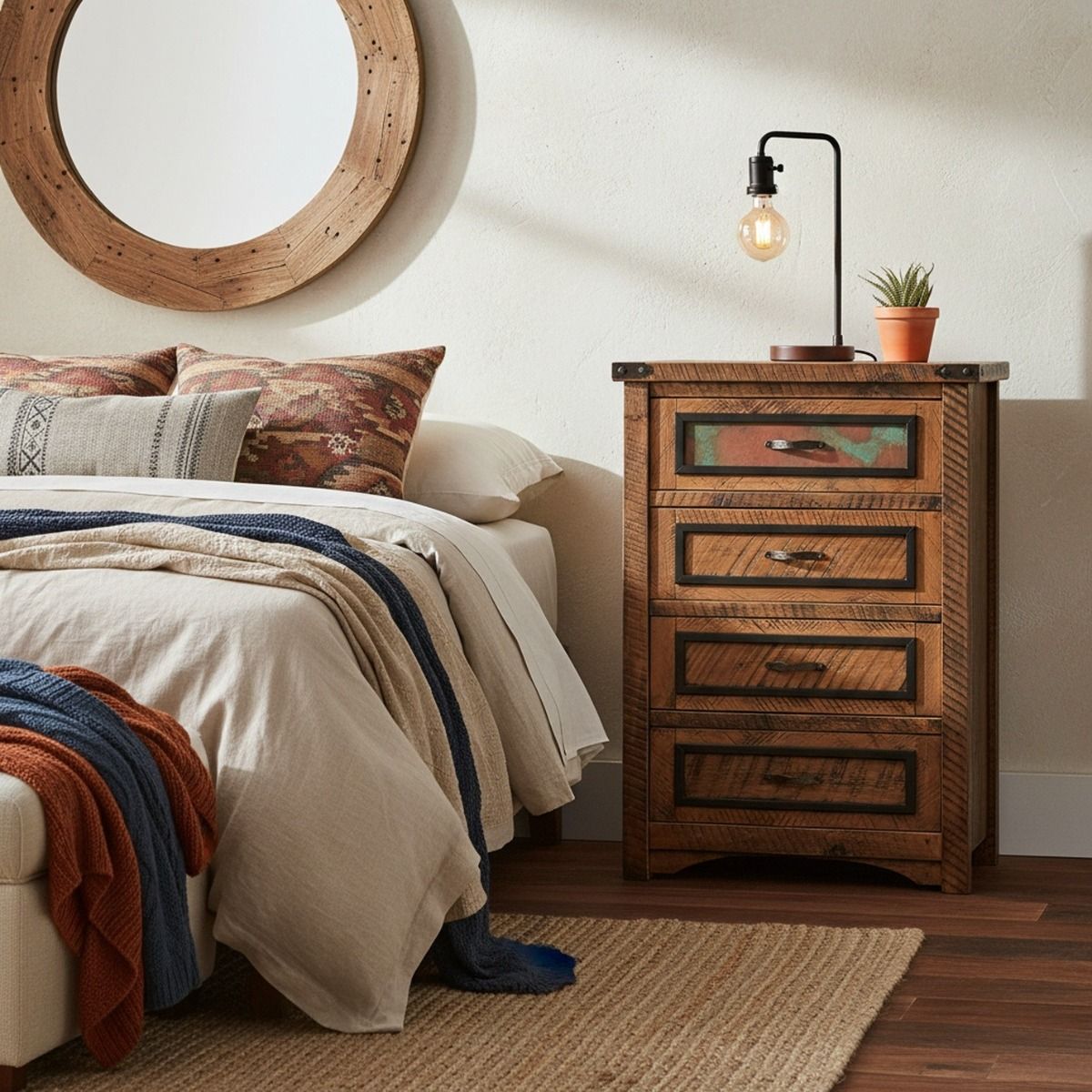 COPPER MESA 4 DRAWER BARNWOOD CHEST