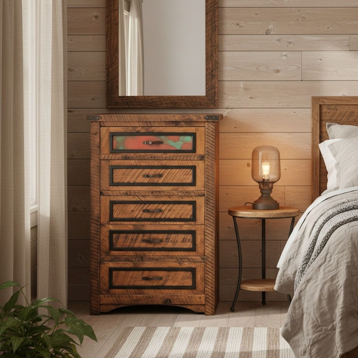 COPPER MESA 5 DRAWER CHEST