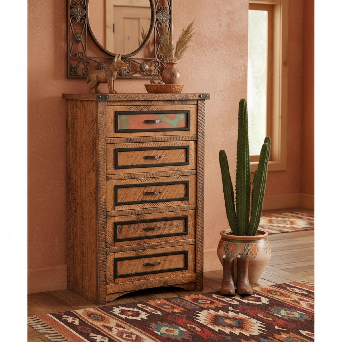 COPPER MESA 5 DRAWER CHEST