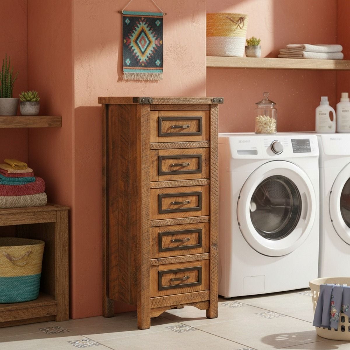 AUTUMN WOODS RUSTIC 5 DRAWER BARNWOOD LINGERIE CHEST